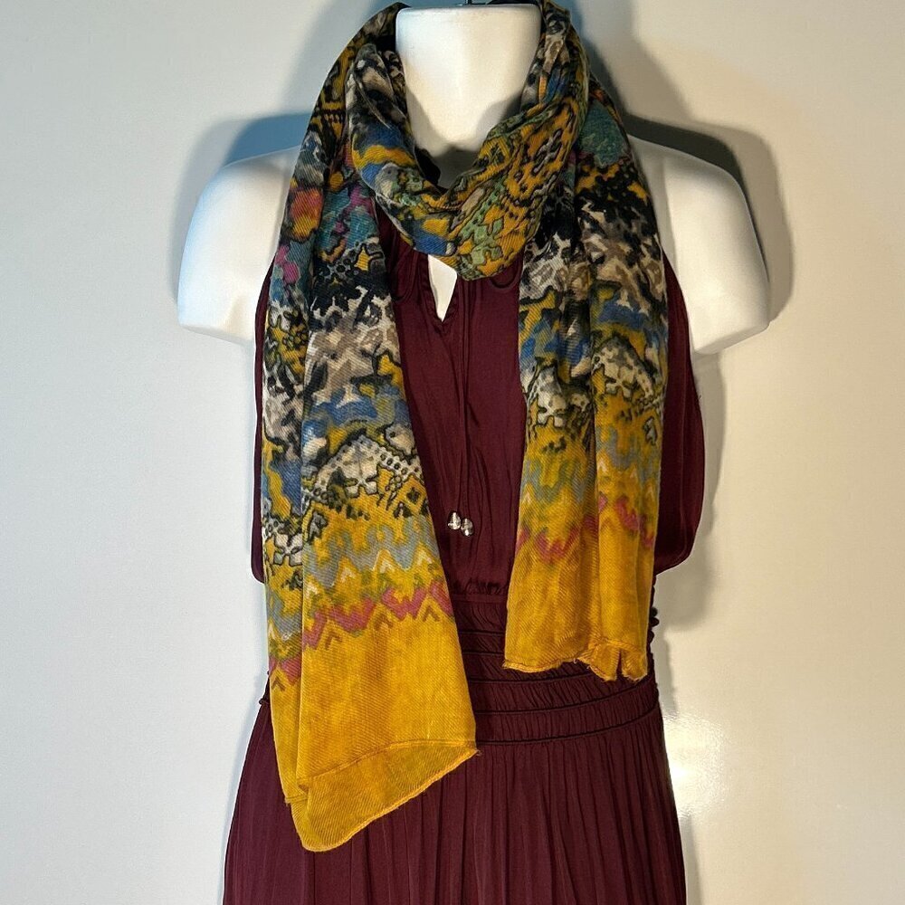 Scarf or Wrap 75 x 35 Soft Viscose oversized multi colored Art to wear Chic Boho